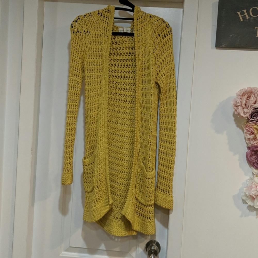 Long yellow cardigan from anthropologie